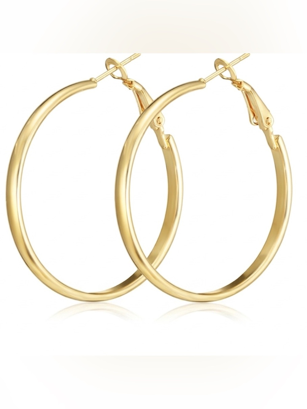 #226 Stainless Steel Sterling Silver Post Classic Gold Hoop Earrings